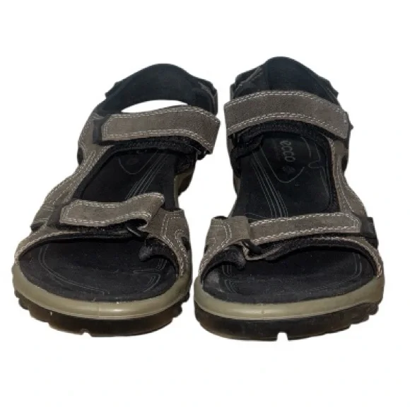Ecco Offroad Receptor Sandals Nubuck Suede Leather Brown Black Straps Mens 43 - Picture 2 of 6